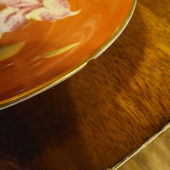 VTG Made In Occupied Japan Orange Floral Teacup and Saucer Orchid - Picture 12 of 13